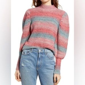 NWT LEITH STRIPE SPACE DYE SWEATER IN RED COUTURE SPACEDYE SIZE SMALL
